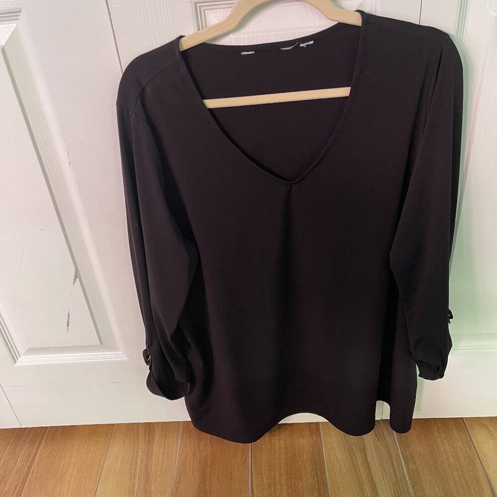 QVC Black 3/4 Sleeve Top 2X